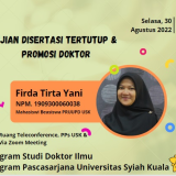Ujian Disertasi Tertutup & Promosi Doktor : Firda Tirta Yani telah Mempublikasikan Artikel Ilmiah pada Jurnal Internasional Bereputasi Quartile 1